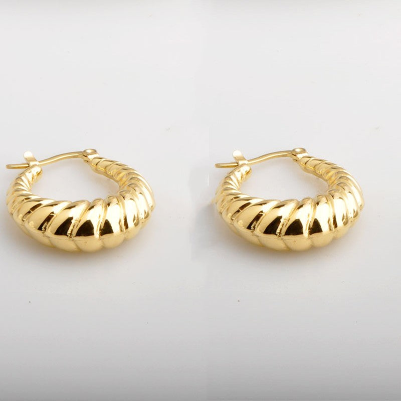 1 Pair Simple Style Stripe Titanium Steel Plating 18k Gold Plated Earrings