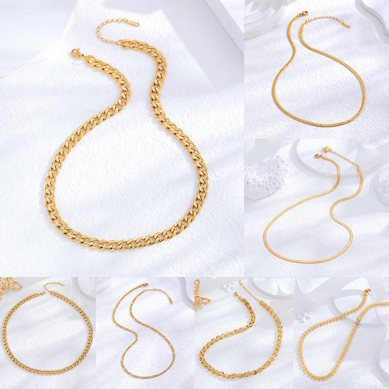 Wholesale Casual Hip-hop Classic Style Solid Color Titanium Steel 24k Gold Plated Necklace