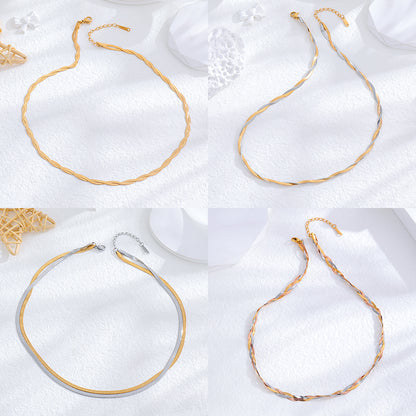 Wholesale Simple Style Solid Color Titanium Steel 24k Gold Plated Layered Necklaces