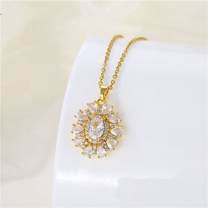 Wholesale Korean Style Christmas Tree Heart Shape Flower Stainless Steel Titanium Steel 18k Gold Plated Gold Plated Zircon Pendant Necklace