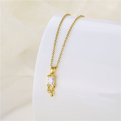 Wholesale Korean Style Christmas Tree Heart Shape Flower Stainless Steel Titanium Steel 18k Gold Plated Gold Plated Zircon Pendant Necklace