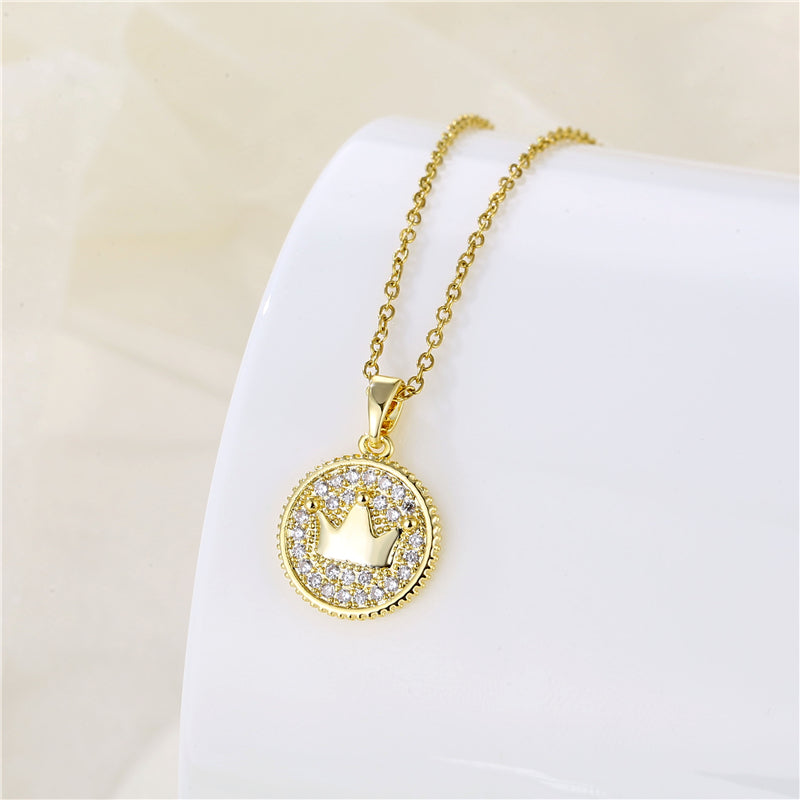 Wholesale Korean Style Christmas Tree Heart Shape Flower Stainless Steel Titanium Steel 18k Gold Plated Gold Plated Zircon Pendant Necklace