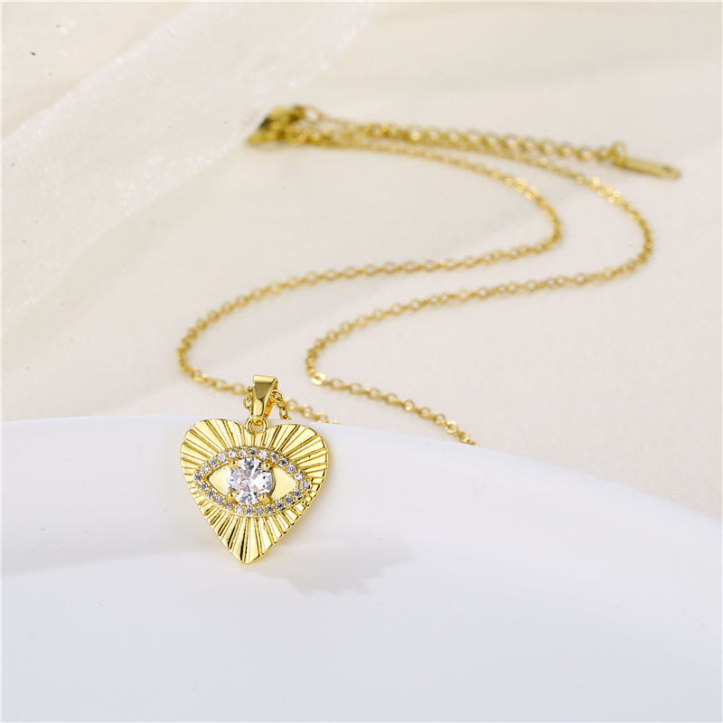 Wholesale Korean Style Christmas Tree Heart Shape Flower Stainless Steel Titanium Steel 18k Gold Plated Gold Plated Zircon Pendant Necklace