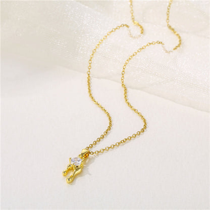 Wholesale Korean Style Christmas Tree Heart Shape Flower Stainless Steel Titanium Steel 18k Gold Plated Gold Plated Zircon Pendant Necklace