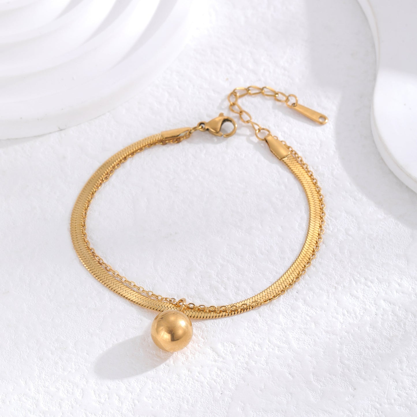 Wholesale Simple Style Round Solid Color Titanium Steel 24k Gold Plated Bracelets