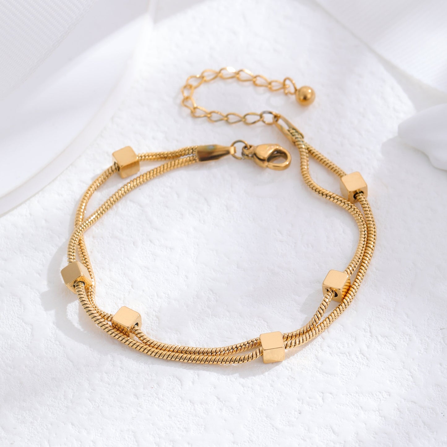 Wholesale Simple Style Round Solid Color Titanium Steel 24k Gold Plated Bracelets