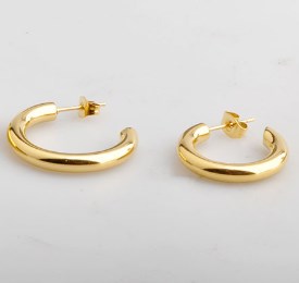 1 Pair Simple Style C Shape Plating Titanium Steel 18k Gold Plated Ear Studs