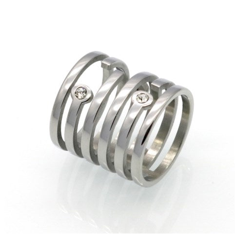 Wholesale Casual Solid Color Titanium Steel Artificial Rhinestones Rings