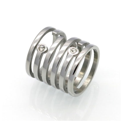 Wholesale Casual Solid Color Titanium Steel Artificial Rhinestones Rings