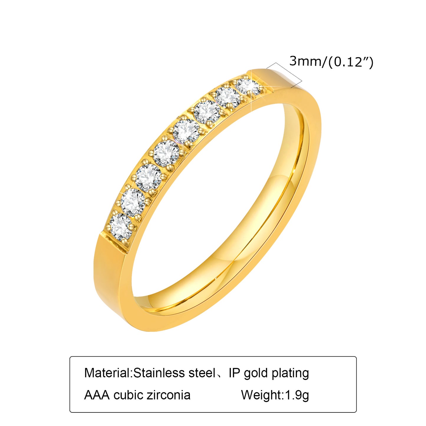 Wholesale Simple Style Circle Stainless Steel 18k Gold Plated Zircon Rings