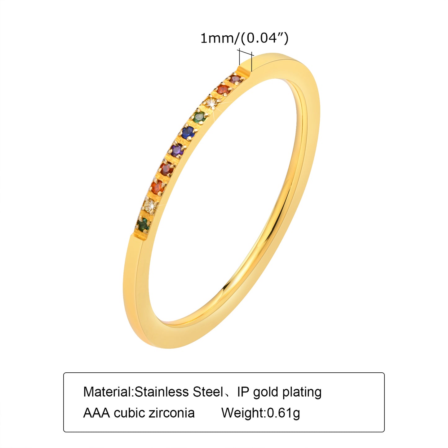 Wholesale Simple Style Circle Stainless Steel 18k Gold Plated Zircon Rings