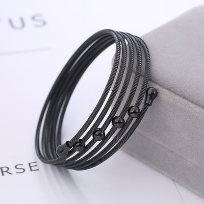 Wholesale Casual Solid Color Titanium Steel Bangle