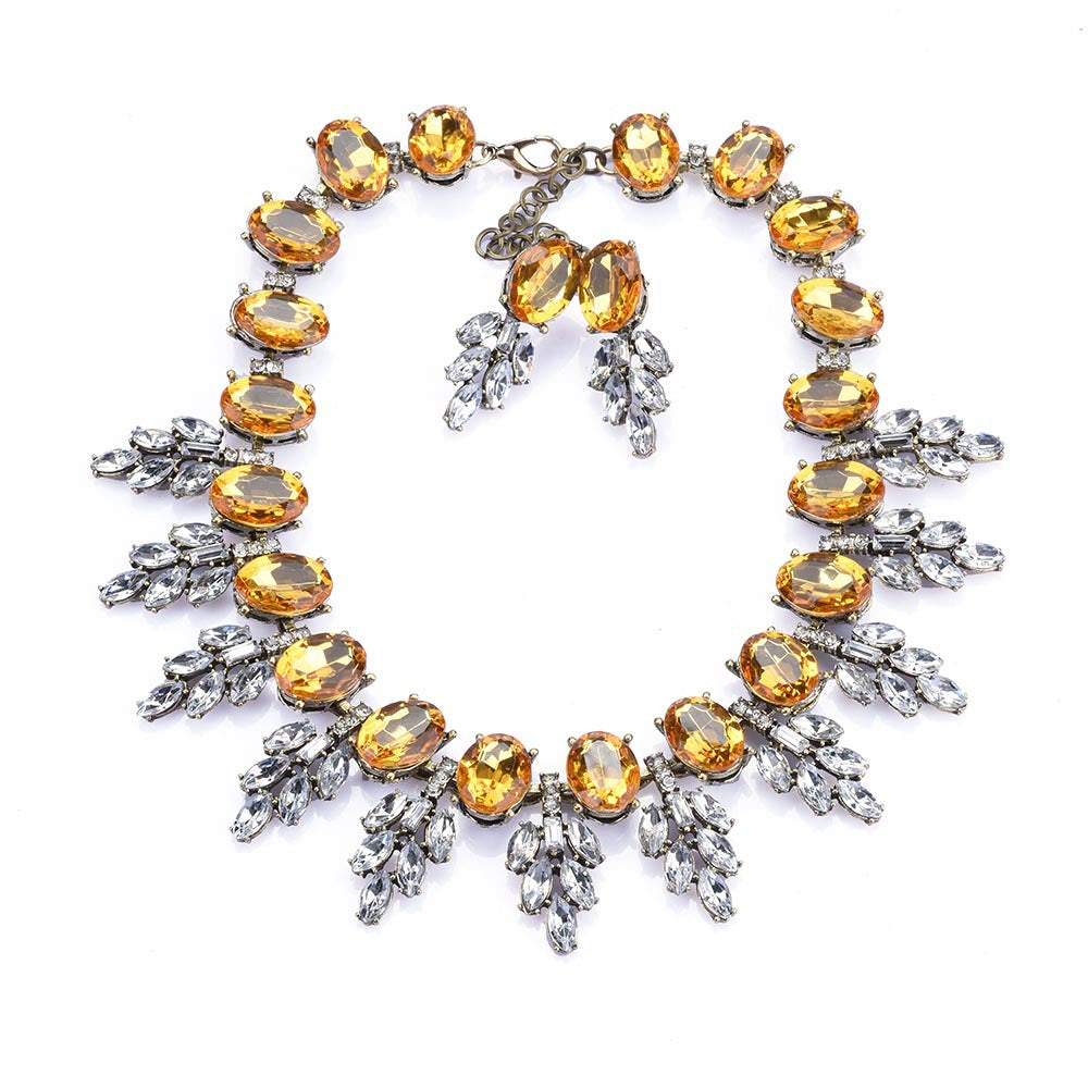Luxurious Flower Alloy Plating Inlay Artificial Crystal Women's Jewelry Set