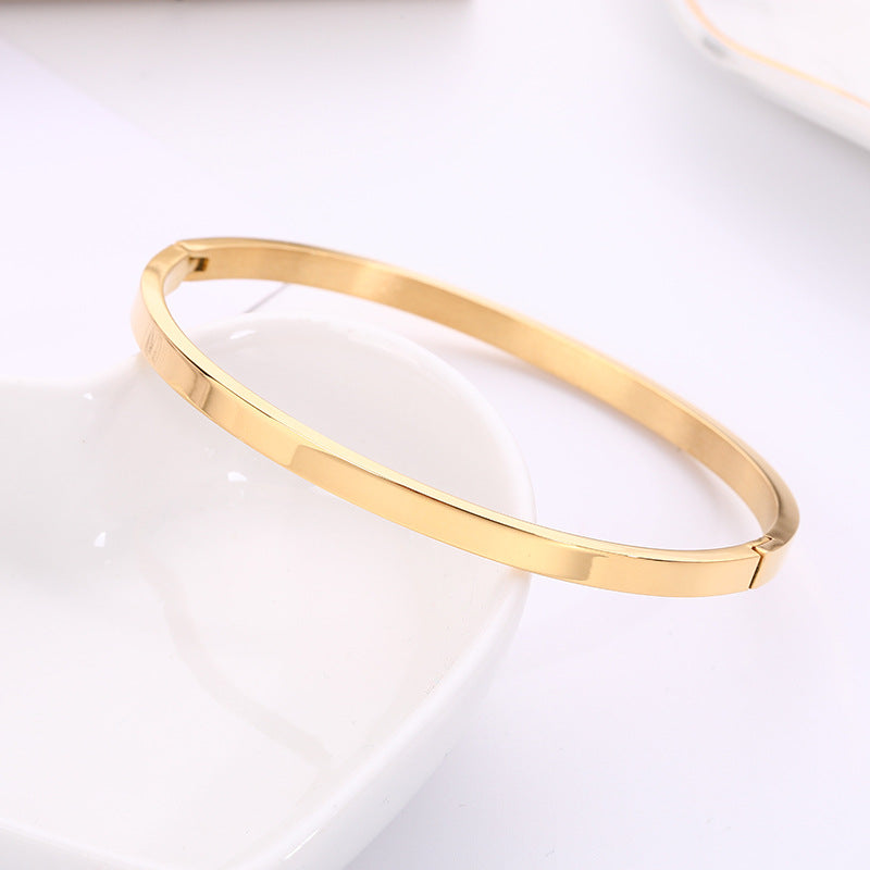 Wholesale Modern Style Solid Color Stainless Steel 18k Gold Plated Bangle