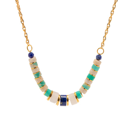 Ethnic Style Geometric Stainless Steel Lapis Lazuli 18k Gold Plated Wholesale Necklace