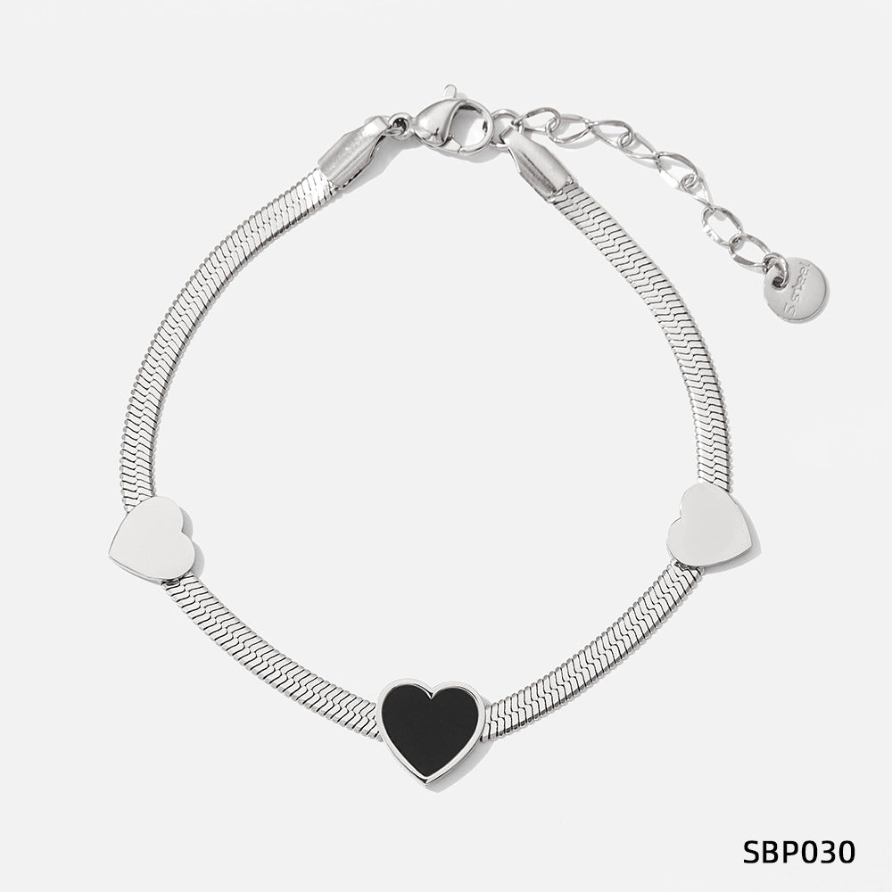 Wholesale Classic Style Heart Shape Stainless Steel Titanium Steel Bracelets Necklace