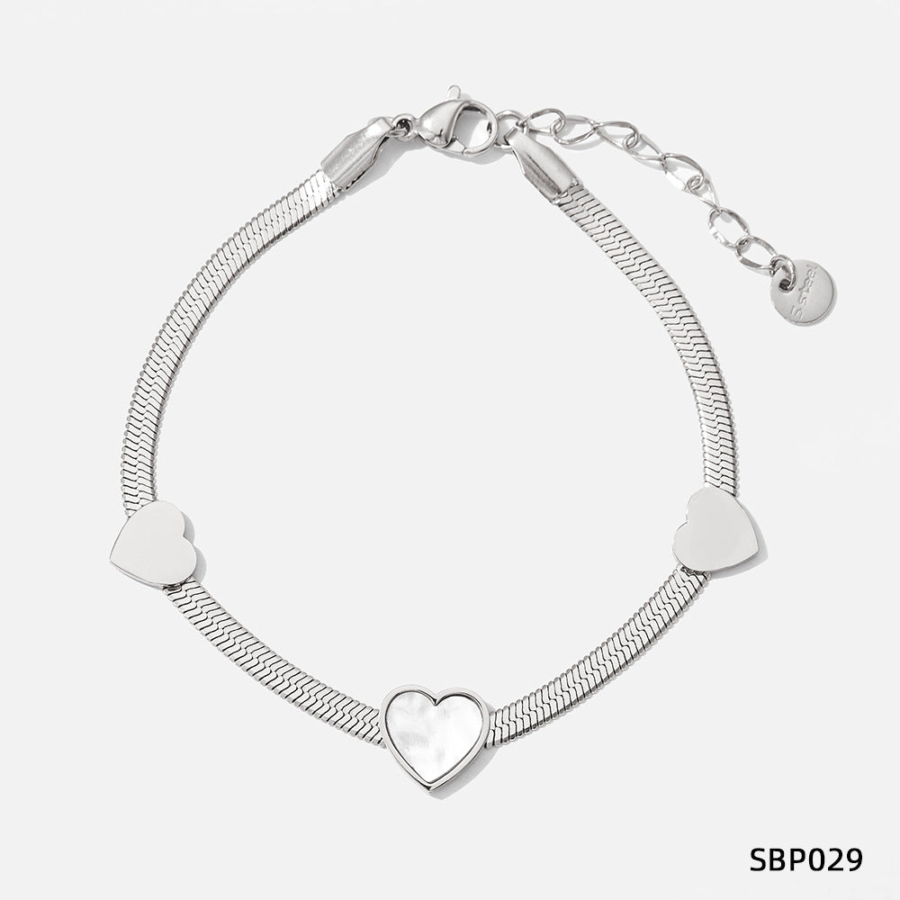 Wholesale Classic Style Heart Shape Stainless Steel Titanium Steel Bracelets Necklace