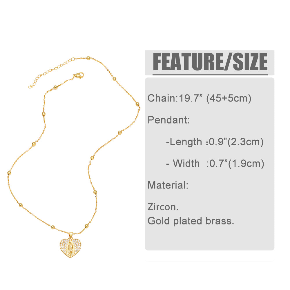 Ins Style Human Faith Copper Plating Inlay Zircon 18k Gold Plated Pendant Necklace