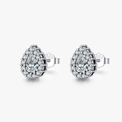 1 Pair Classic Style Water Droplets Sterling Silver Plating Inlay Zircon Silver Plated Ear Studs