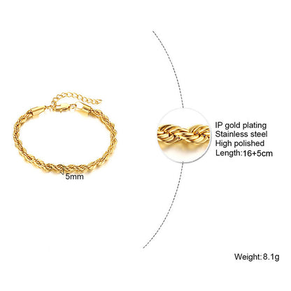 Elegant Geometric Stainless Steel Inlay Zircon 18k Gold Plated Bracelets