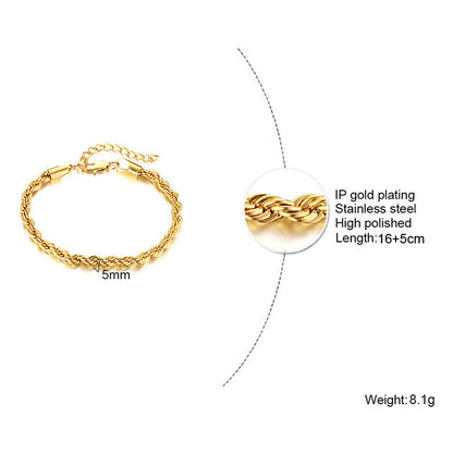 Simple Style Solid Color Stainless Steel Plating 18k Gold Plated Bracelets