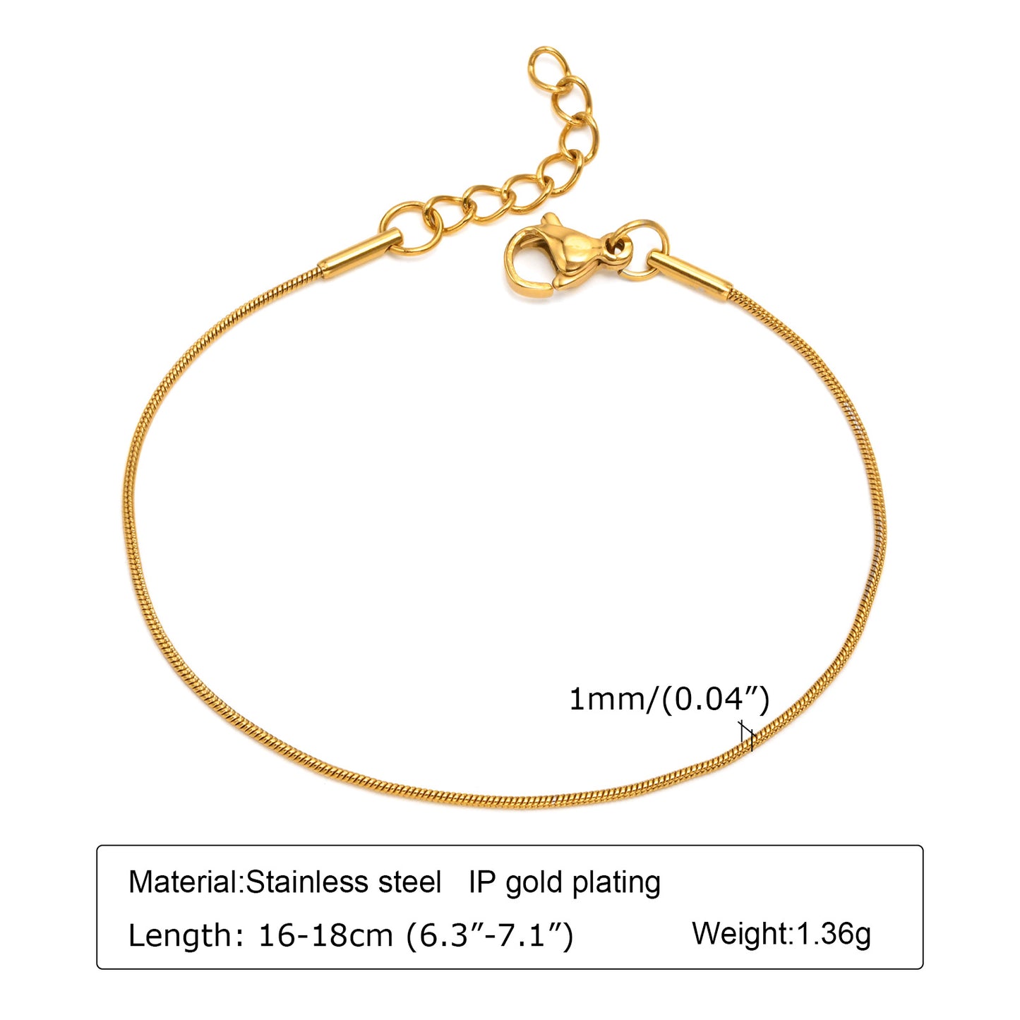 Simple Style Solid Color Stainless Steel Plating 18k Gold Plated Bracelets