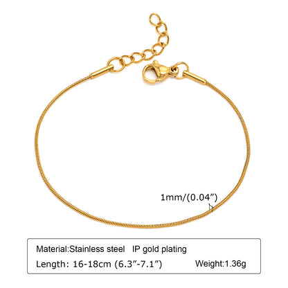 Simple Style Solid Color Stainless Steel Plating 18k Gold Plated Bracelets