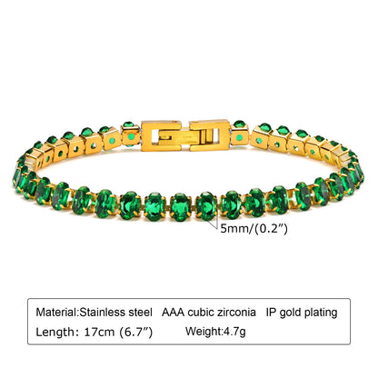 Elegant Geometric Stainless Steel Inlay Zircon 18k Gold Plated Bracelets