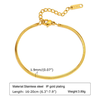 Simple Style Solid Color Stainless Steel Plating 18k Gold Plated Bracelets