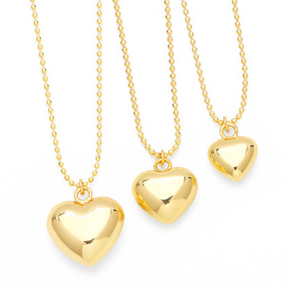 Ins Style Heart Shape Copper 18k Gold Plated Pendant Necklace In Bulk