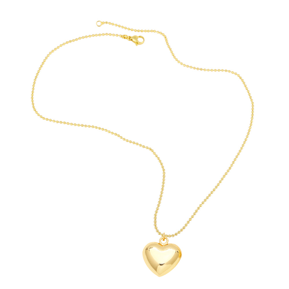 Ins Style Heart Shape Copper 18k Gold Plated Pendant Necklace In Bulk