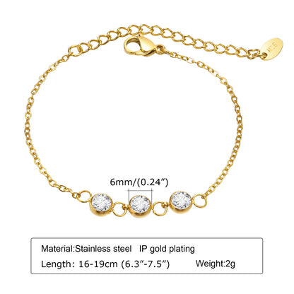 Elegant Geometric 201 Stainless Steel 18K Gold Plated Zircon Bracelets In Bulk