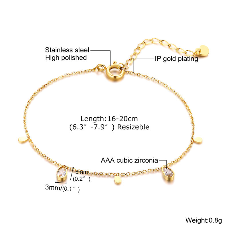 Elegant Geometric 201 Stainless Steel 18K Gold Plated Zircon Bracelets In Bulk