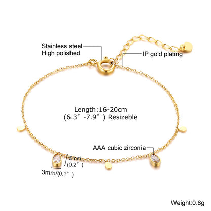 Elegant Geometric 201 Stainless Steel 18K Gold Plated Zircon Bracelets In Bulk