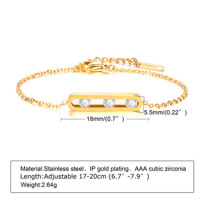 Elegant Geometric 201 Stainless Steel 18K Gold Plated Zircon Bracelets In Bulk