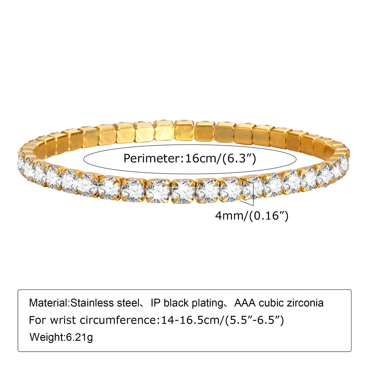 Elegant Geometric 201 Stainless Steel 18K Gold Plated Zircon Bracelets In Bulk