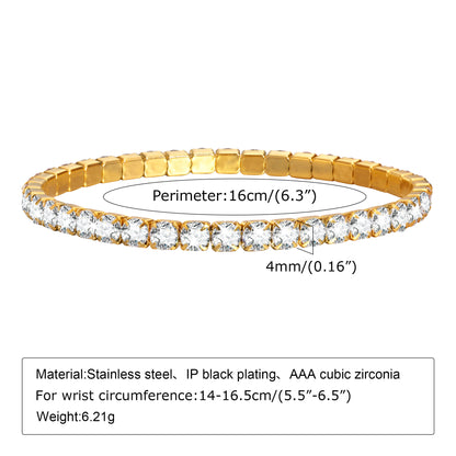 Elegant Geometric 201 Stainless Steel 18K Gold Plated Zircon Bracelets In Bulk