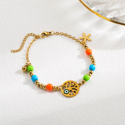 Artistic Infinity Tree Skull Stainless Steel Imitation Pearl Soft Clay Plating Inlay Diamond Gold Plated Bracelets