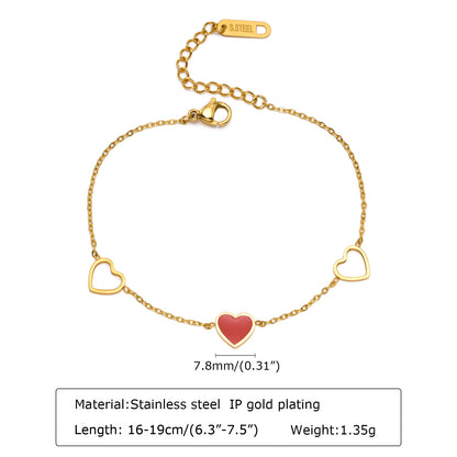 Ig Style Korean Style Round Heart Shape Flower Stainless Steel Plating Inlay Zircon 18k Gold Plated Bracelets