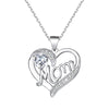 Mama Letter Moon Heart Shape Metal Copper Inlay Rhinestones Zircon Mother's Day Women's Pendant Necklace