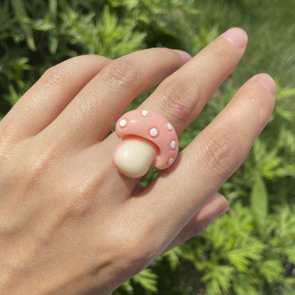 Cute Mushroom Synthetic Resin Women's Rings