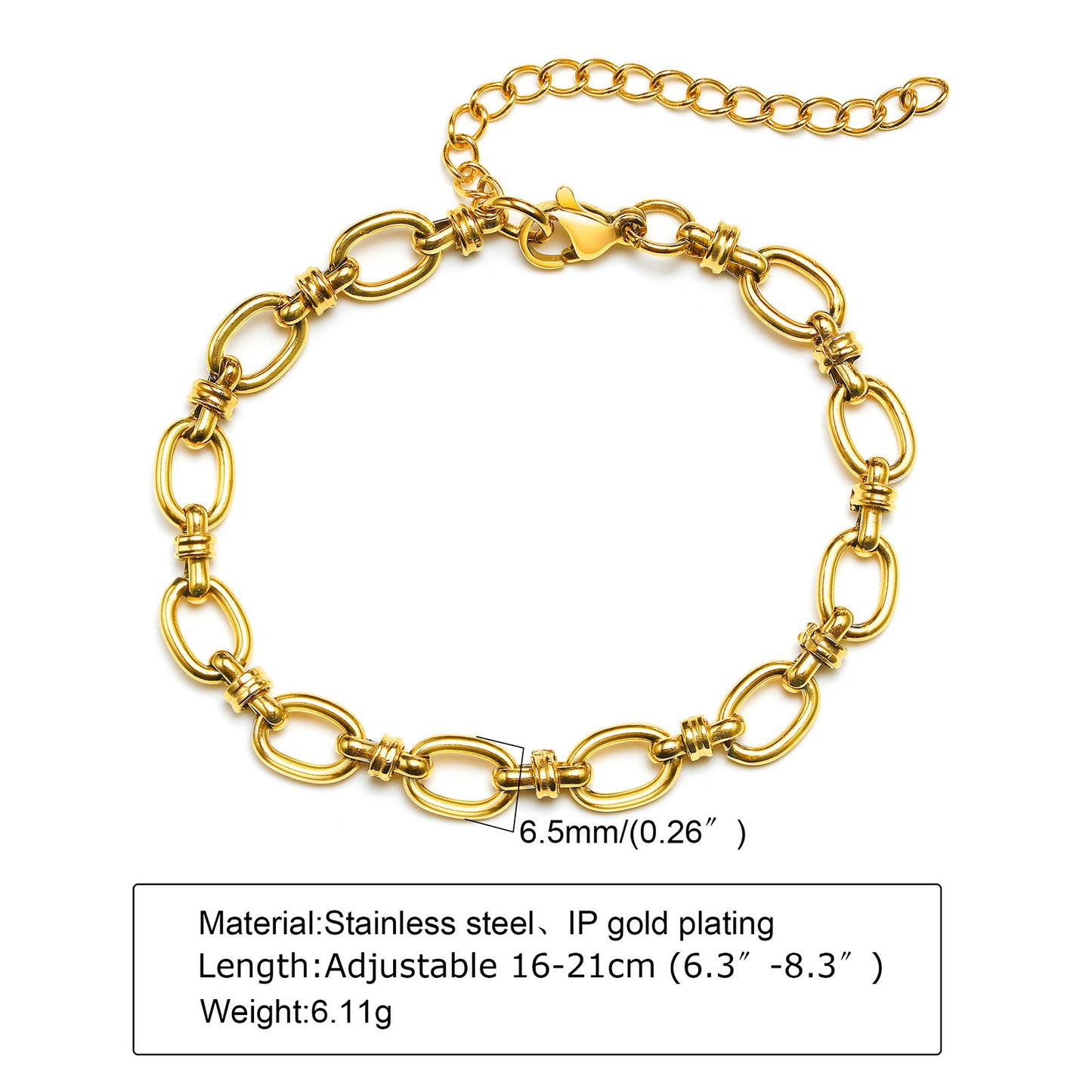 Ig Style Solid Color Stainless Steel Plating 18k Gold Plated Bracelets