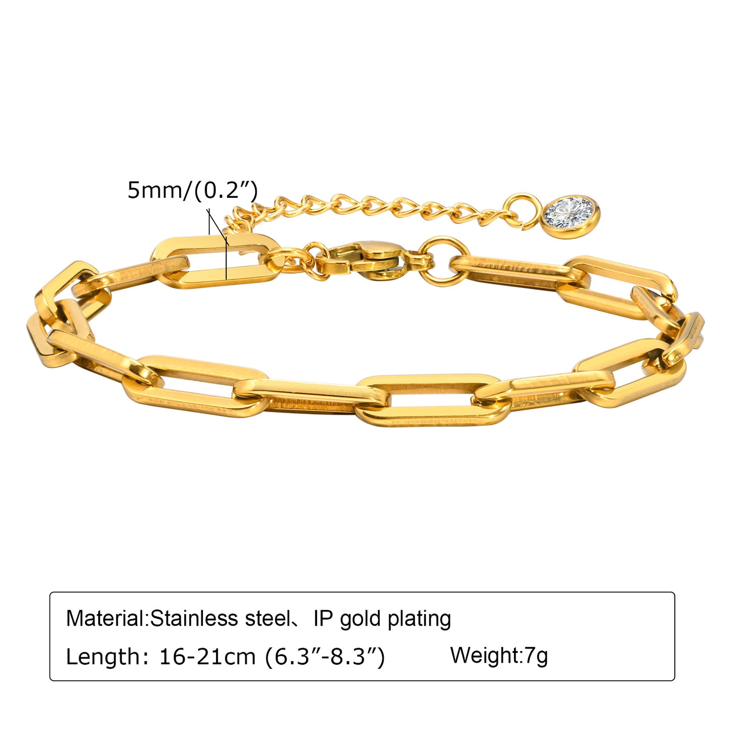 Wholesale Simple Style Geometric Stainless Steel 18k Gold Plated Zircon Bracelets