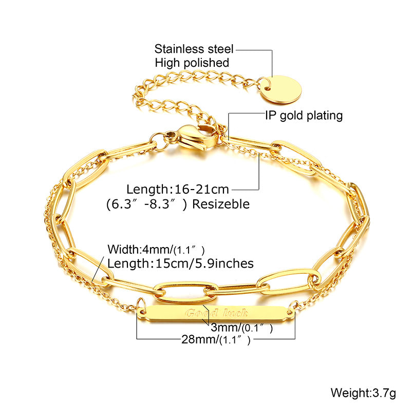 Wholesale Simple Style Geometric Stainless Steel 18k Gold Plated Bracelets