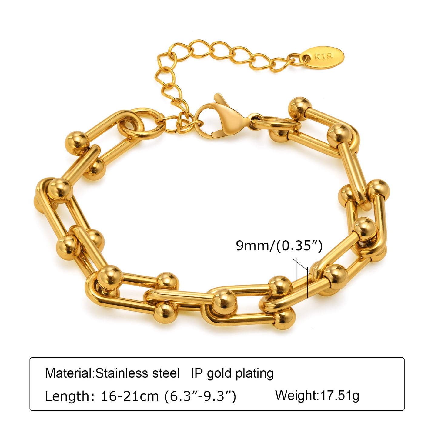 Ig Style Solid Color Stainless Steel Plating 18k Gold Plated Bracelets