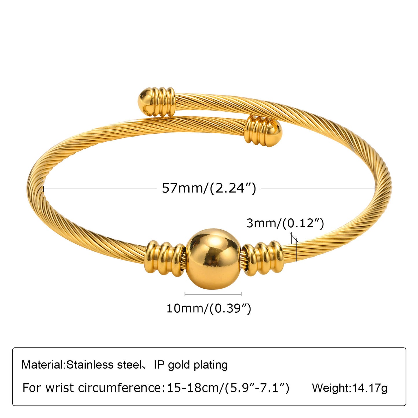 Casual Streetwear Geometric Stainless Steel Plating 18k Gold Plated Bangle