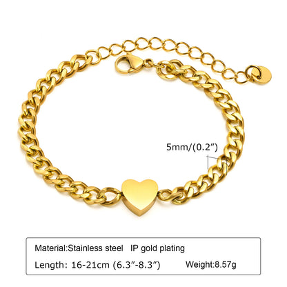 Wholesale Retro Portrait Heart Shape Lock Stainless Steel 18k Gold Plated Bracelets