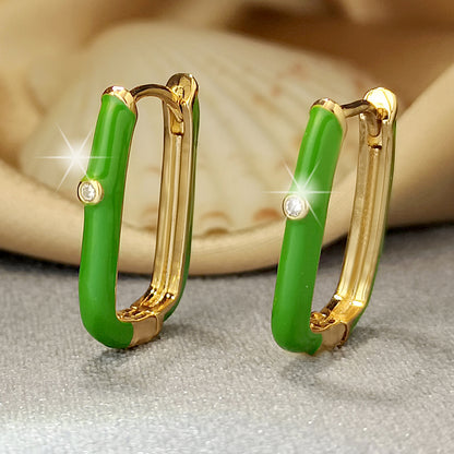 1 Pair Ins Style U Shape Copper Plating Inlay Zircon Gold Plated Silver Plated Hoop Earrings