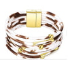 Retro Leopard Pu Leather Beaded Layered Women'S Bracelets 1 Piece