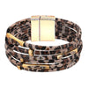 Retro Leopard Pu Leather Beaded Layered Women'S Bracelets 1 Piece